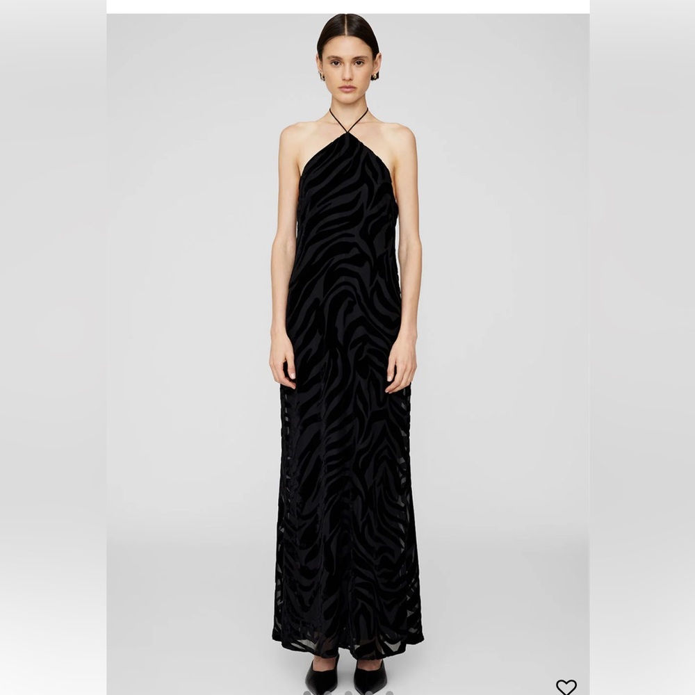Anine Bing Leanne black maxi dress zebra burnout velvet texture size L NWT - Picture 8 of 11